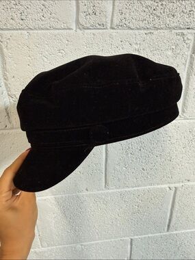 Zara Black Velvet Baker Boy Hat